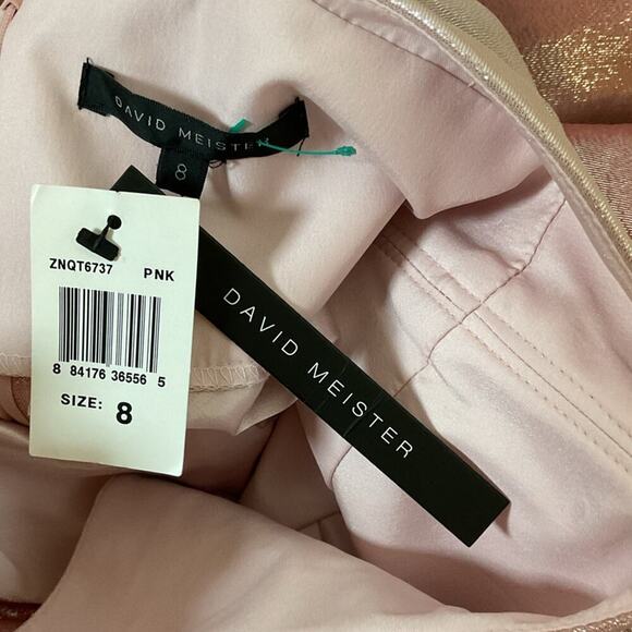 NWT David Meister Metallic Pink Ombré Halter Neck Gown Size 8 - Picture 5 of 10